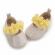 Pantofiori ivoire metalizat cu floricele galbene (marime disponibila: 3-6 luni