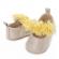 Pantofiori ivoire metalizat cu floricele galbene (marime disponibila: 3-6 luni