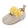 Pantofiori ivoire metalizat cu floricele galbene (marime disponibila: 9-12 luni