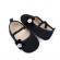 Pantofiori negri cu floricica alba decorativa (marime disponibila: 9-12 luni