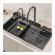 Set chiuveta bucatarie cu baterie cu dus extractibil si accesorii, multifunctionala din inox, 750 x 460 mm