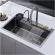 Set chiuveta bucatarie cu baterie cu dus extractibil si accesorii, multifunctionala din inox, 750 x 460 mm