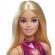 Papusa barbie fashionistas blonda cu rochita roz metalica