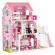 Casuta de papusi din lemn xxl cu lift si tobogan ecotoys tl49059