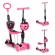 Trotineta 5 in 1 cu sezut si 3 roti cu led ecotoys ym-sw-6 - roz