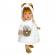 Papusa nines d'onil susette plumeti cu parul roscat, sunete, rochie alba si miros de vanilie 45 cm