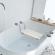 Scaun de baie cu fixare pe cada, plastic/aluminiu, alb/argintiu, 73x20x19 cm, capacitate 150kg, Vivamore 12349