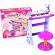 Instrument muzical pianina electronica malplay cu scaun si microfon 45 cm inaltime roz