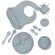 Set 8 piese hranire bebelusi, diversificare, silicon, baveta, farfurie, bol cu ventuza, lingurita si furculita, cana gustari, fara alergeni, blue
