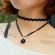 Choker mystyle fashion cu margea black - colier elegant pentru gat - black delux