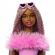 Papusa barbie deluxe style  cu salopeta roz si par impletit