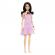 Papusa barbie fashionistas bruneta cu rochie roz in carouri