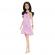 Papusa barbie fashionistas bruneta cu rochie roz in carouri