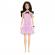 Papusa barbie fashionistas bruneta cu rochie roz in carouri