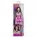 Papusa barbie fashionistas bruneta cu rochie roz in carouri