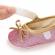 Pantofiori roz cu fundita aurie (marime disponibila: 12-18 luni (marimea 21