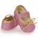 Pantofiori roz cu fundita aurie (marime disponibila: 12-18 luni (marimea 21