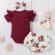 Costumas cu body visiniu si pantaloni scurti - flower (marime disponibila: 6-9
