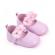 Pantofiori roz lacuiti cu floricele din satin (marime disponibila: 6-9 luni