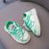 Adidasi albi cu verde in degrade (marime disponibila: marimea 22)