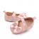 Pantofiori cu fundita cu strasuri, roz, din lac (marime disponibila: 3-6 luni