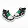Adidasi albi cu negru si verde, inalti pentru bebelusi (marime disponibila: 6-9