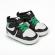 Adidasi albi cu negru si verde, inalti pentru bebelusi (marime disponibila: 6-9