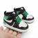 Adidasi albi cu negru si verde, inalti pentru bebelusi (marime disponibila: 6-9