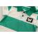 Costumas pentru baietei cu tricou tip polo in dungi verzi si ivoire (marime