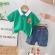 Costumas pentru baietei cu tricou verde tip polo - dino (marime disponibila: