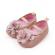 Pantofiori aurii cu floricica roz pudra (marime disponibila: 3-6 luni (marimea