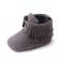 Pantofiori inalti pentru bebelusi, gri, cu franjuri (marime disponibila: 6-9