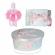 Set trusou botez, cutie trusou si lumanare, ingeras, fundita roz, denikos® 14