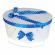 Set trusou botez si cutie trusou, ingeras, fundita albastra cu buline, denikos®