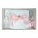 Set trusou botez si cutie trusou, ingeras, fundita roz cu buline, denikos® 21