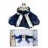 Lumanare botez tul si ursuleti si trusou botez dantela, decor bleumarin,