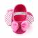 Pantofiori roz ciclamen cu sclipici si fundita (marime disponibila: 9-12 luni
