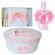 Set trusou botez, cutie trusou si lumanare, ingeras, dantela roz, denikos® 474