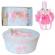 Set trusou botez, cutie trusou si lumanare, ursulet, dantela roz, denikos® 467