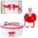 Set trusou botez, cutie trusou si lumanare, dantela si ingeras, decor rosu,