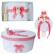 Set trusou botez, cutie trusou si lumanare, dantela si ursuleti, decor corai,
