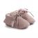 Pantofiori roz pudra imblaniti cu franjuri (marime disponibila: 9-12 luni