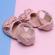 Pantofi roz pudra cu fundita si danteluta (marime disponibila: 6-9 luni
