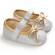 Pantofiori argintii cu fundita aurie (marime disponibila: 3-6 luni (marimea 18
