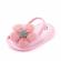Pantofiori decupati roz cu margareta roz (marime disponibila: 3-6 luni (marimea