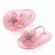 Pantofiori decupati roz cu margareta roz (marime disponibila: 3-6 luni (marimea