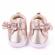 Pantofiori roz-sidefat cu fundita aplicata (marime disponibila: 9-12 luni