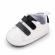 Adidasi albi cu barete si insertie neagra (marime disponibila: 6-9 luni
