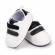 Adidasi albi cu barete si insertie neagra (marime disponibila: 6-9 luni