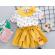 Costumas alb cu galben pentru fetite - cirese (marime disponibila: 9-12 luni